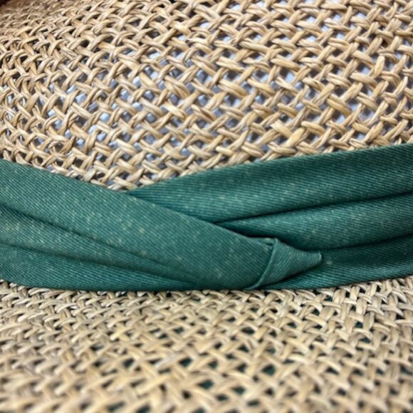 Dorfman Pacific Co Natural Fiber Straw Fedora Sun Hat w/Green Band - Picture 10 of 12